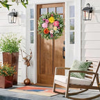 Waipfaru 2Pcs Summer Wreaths Easter Wreath, Spring Wreaths for Front Door Outside, Large Front Door Wreath with Peony Dahlia Rose Flower Green Eucalyptus Leaves Farmhouse Outdoor Porch Decor - Image 5