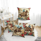 Western Horse Throw Pillow Covers 18 X 18 Inch Set of 4 Decorative Cushion Cover Home Decor for Sofa Chair Couch Bedroom Living Room - Image 2