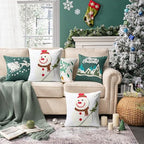 Set of 2 Christmas Throw Pillow Covers Embroidery Farmhouse Decorations Holiday Decor Throw Cushion Case for Winter Home Couch (Snowman) - Image 3