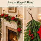 9 FT Artificial Christmas Garland, Faux Pine Greenery for Mantel - Image 4