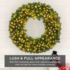Best Choice Products 48in Large Artificial Pre-Lit Fir Christmas Wreath Holiday Accent Decoration w/ 200 LED Lights, 714 PVC Tips - Image 6