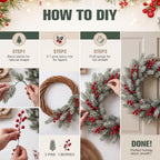 200 Pcs Artificial Christmas Snow Pine Branch with Red Berry Stems - Image 5