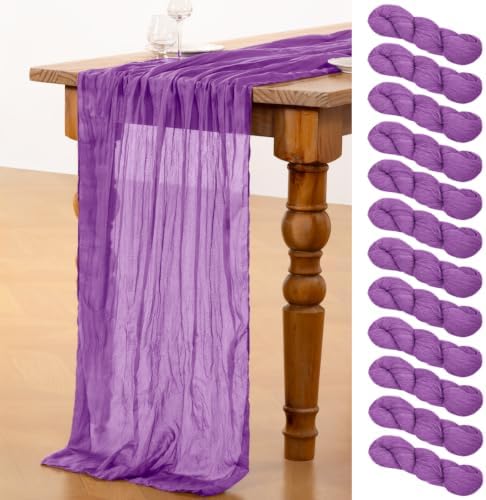 DeZerlor Purple Cheesecloth Table Runners 12 Pack Summer Fall Runners by DeZerlor