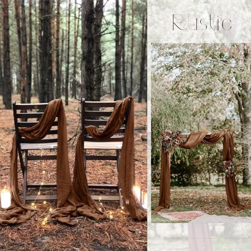 20 Pack Brown Table Runner 10Ft Cheesecloth Table Runner Boho Gauze Cheese Cloth Table Runners Romantic Long Sheer Fabric Table Runners for Wedding Party Bridal Shower - Image 6