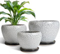 Ceramic Plant Pots, 10+8+6 Inch Flower Pot Indoor, White-Black by EPFamily