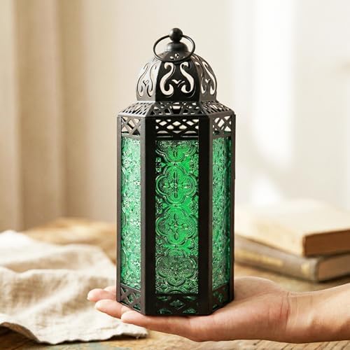 Vela Lanterns Decorative Indoor Moroccan Candle Holder, Green, M, 2-Pack - Image 4