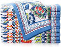 FINGERCRAFT Cloth Napkins Set of 12 Cotton Linen, 20x20 Inch, Blue Floral by FINGERCRAFT