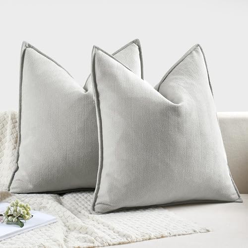 MIULEE Pack of 2 Light Grey Decorative Chenille Pillow Covers 20x20 Inch - Image 6