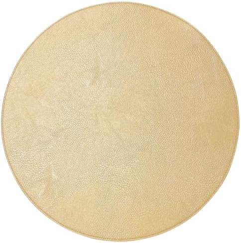 Morgan Faux Leather Round Set of 12 Placemats, 15",Gold, Heat Resistant, Stain Resistant, Non-Slip, Reversible, Durable Table Mats for Kitchen, Dining Table, Indoor Washable Use - Image 7