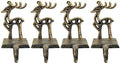 4 Pieces Reindeer Christmas Stocking Holder Christmas Hooks Skid Mantel Hooks Hanger for Fireplace Free Standing Christmas Decorations by Medoore