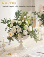 NUPTIO White Compote Vase for Centerpiece, 7.95" Tall, 10 Pcs - Image 2