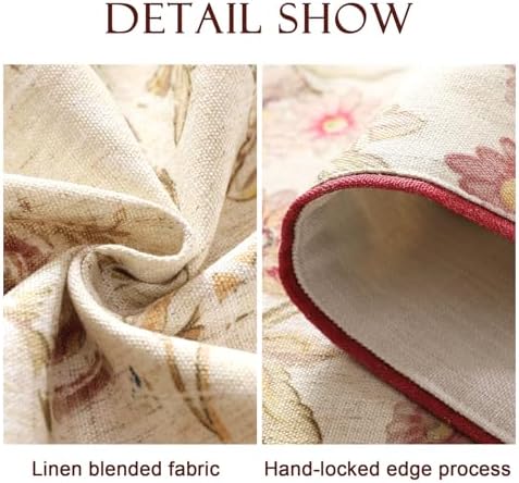 patdrea Designer Farmhouse Linen Thick Table Runner, Rustic Cottage Beige with Floral Pattern Fabric Table Mat, Decoration for Kitchen Dining Coffee Table Banquet Christmas , 12"*102" - Image 5