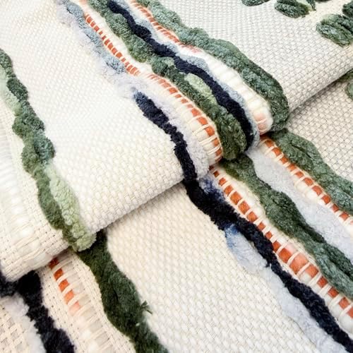 NUYECY Boho Throw Pillow Covers 18x18 Aesthetic Neutral Boucle Couch Pillow Cover Rainbow Striped Decorative Accent Pillow Case for Couch Bed Sofa Farmhouse Bedroom,Modern Funky,Set of 2 Sage Green - Image 2