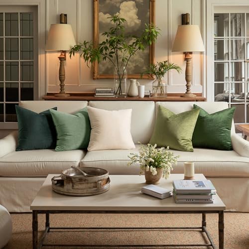 MIULEE 26x26 Inch Pack of 2 Euro Velvet Throw Pillow Covers Army Green - Image 3