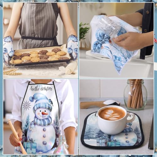Bonuci 12 Pcs Christmas Kitchen Set Apron Table Runner Towel,Winter - Image 5