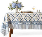 Vintage Floral Rectangle Tablecloth 60x120 Inch Blue Lattice by LinksloveHome