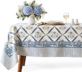 Vintage Floral Rectangle Tablecloth 60x108 Inch Blue Lattice by LinksloveHome