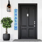 FemiaD Hanukkah Porch Sign Shalom Sign for Front Door 8x63inch Vertical Wooden Hanukkah Porch Sign Happy Hanukkah Porch Décor Standing Hanging Holiday Party Signs Chanukah Wood Welcome Sign for Door - Image 6