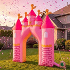 VIHOSE 10 ft Princess Inflatable Castle Arch with LED for Party Entrance - Image 4