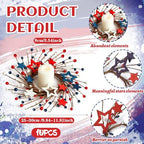 10 PCS Small Patriotic Wreath Mini 4th of July Wreaths for Kitchen Cabinets Farmhouse Red White Blue Candle Rings with Star Decor & Ribbon for Independence Day Kitchen Cabinet Window Wall Decor - Image 4