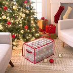 Simplify Organizer Container, Holds Total of 224 Amongst 2 Bags, 2.5” Slots, Durable, See Through for Easy Viewing ornament storage, 112 Count-2PK, Red, AZ-710011-2PK - Image 2