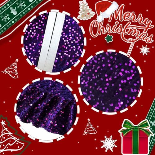 Purple Christmas Tree Skirt 45 Inch Ruffle Tree Skirt Halloween - Image 4