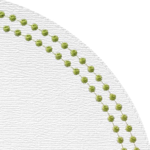 Bodrum Pearls Round Embroidered Placemats Set of 4 – 15" Elegant Table Mats for Dining, Weddings & Special Occasions, Decorative, Wipe-Clean Vinyl Placemats, Antique White/Willow - Image 2