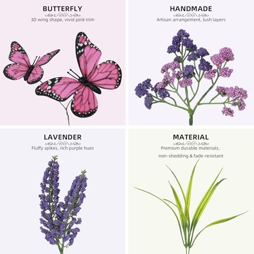 Lavender Wreaths for Front Door 24 Inch Spring Summer Wreath with Lavender,Berries, Butterflies,for Year-Round Use Indoors and Outdoors as Wall, Door, Window, Party and Wedding Decorations - Image 3