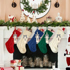houscly 18 Inches Personalized Christmas Stockings: 6 Pack Red Ivory Knit Christmas Stockings Set with Name Tags Christmas Decor Neutral Xmas Decorations Holiday Farmhouse Indoor Rustic Home Decor - Image 2