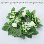 10PCS Wedding Rose Candle Rings Artificial Floral Eucalyptus Leaves Wreaths - Image 5
