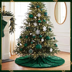 Viorawhite Emerald Green Christmas Tree Skirt, 60 Inch Large Faux Fur - Image 6