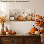 WAXWHELK Pumpkin Fall Canvas Wall Art, Neutral Gray and Beige Pumpkin Painting Pictures, Autumn Rustic Farmhouse Thanksgiving Artwork for Living Room Bedroom Home Decor (12"x24") - Image 2