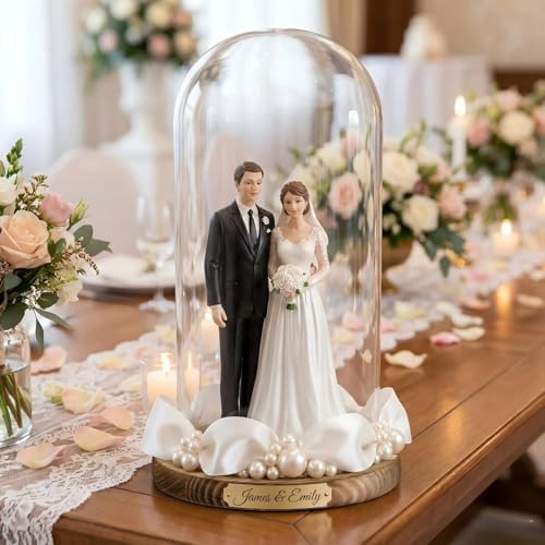 2 Pack Glass Cloche Display Dome, 10 Inch Large Decorative Glass Bell Jar, Clear Dome Showcase with Dark Brown Wooden Base, for Plants, Medals, Photos, Antique Collectibles, Mother's Day - Image 5