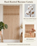 BECHAEO Boho Macrame Beaded Curtain with Tassels, Brown 1 Panel 39" x 79" - Image 4