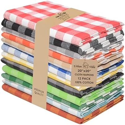 Urban Villa Cloth Napkins Cotton 12x12 (Set of 12) Multi by CottonTrends