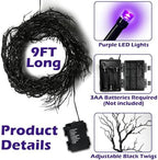 [ 8 Modes & Timer ] 9 Ft 66 LED Halloween Willow Vine Twig Decor Garland Decorations with Purple Lights, Halloween Garland with Battery Operated Waterproof for Home Wall Fireplace Mantle Decorations - Image 3