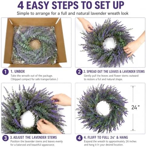24'' Lavender & Eucalyptus Wreath for Front Door - Image 4