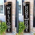 Surfapans Outdoor Welcome Sign for Front Porch 2 Sided 45"X9" Wood Black by Surfapans