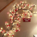 Rose LED Tree Branch Lights for Wall,Rose Blossom Vine Lights with 96 LED Flower String Lights and USB Powered, 8 Lighting Modes for Indoor Bedroom Window Wedding Valentine's Day Decor (75in) by Garayma