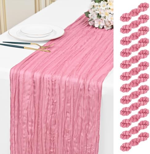 12 Pack Dusty Rose 10Ft Cheesecloth Table Runner by Unknown