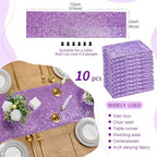 Sequin Table Runners 10 Pieces Light Purple Table Runners 12x72 Inch Glitter Dining Table Cover for Party Wedding Birthday Reception Banquet Decoration Spring Party Chair Sashes - Image 3