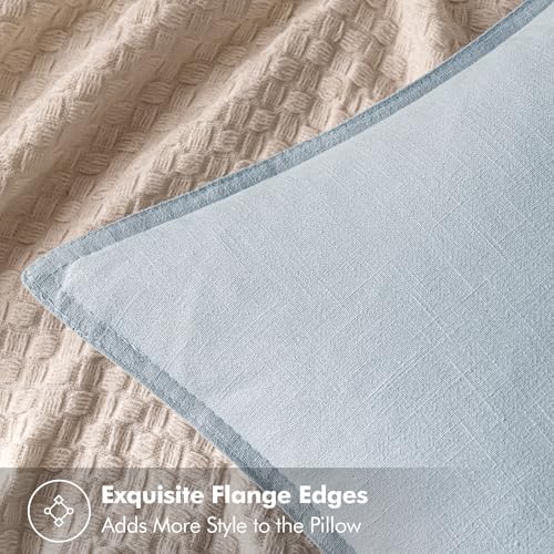 MIULEE Decorative Linen Lumbar Pillow Covers 12x20 Inch Light Blue - Image 2