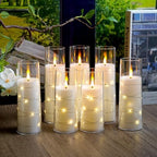 Flameless Candles,with Embedded Star String, Battery Operated Candles Flickering LED Pillar Candles with Remote Control and Timer, Home Decoration Add a Warm and Romantic Atmosphere，Set of 7 (White) - Image 4