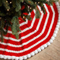Soulchen 36 Inch Red White Crochet Christmas Tree Skirt with Pom Trim by Soulchen