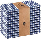 Native Fab Gingham Cloth Napkins 16x16 inches, 100% Cotton Dinner Napkins with Checks, Set of 12, Machine Washable Cloth Napkins, Soft Breathable Absorbent, Blue White by NativeFab