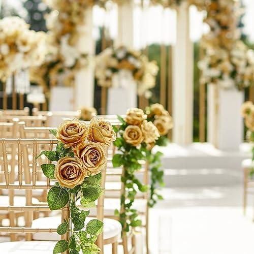 Auihiay 104PCS Gold Rose Artificial Flowers, Fake Roses - Image 6