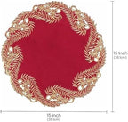 Decozen Set of 12 Doilies for Table, Lace Doilies Rustic Farmhouse Kitchen Dining Table Centerpiece Decor, 15 Inch Gold Burgundy Round Placemats for Home, Valentines Day Gifts, Valentines placemats - Image 6