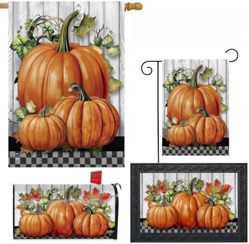 Briarwood Lane Fall Collection Country Pumpkins Four Piece For Fall Collection Includes - Garden Flag - House Flag - Doormat - Mailbox Cover by BriarwoodLane