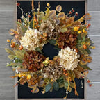 WANNA-CUL 24 Inch Fall Wreaths for Front Door with Hydrangea,Mini Pumpkins - Image 2