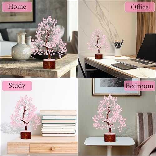 ZENFULSTONE Rose Quartz Crystal Tree of Life for Love & Healing Décor for Home and Office | Handmade Bonsai for Emotional Support & Harmony as Symbol of Piece for Loved Ones - Image 3